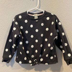 3-4t H&M girls sweatshirt with knot Polka-dot navy and white